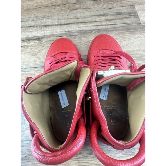 BUSCEMI Alice Clip High-Top Sneakers RED gold plated paired Size 41 8 - Picture 7 of 8